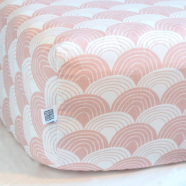 Swedish Linens RAINBOWS | Hoeslaken | 90x200cm | Nudy pink