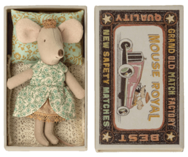 Maileg Princess mouse, Little sister in matchbox