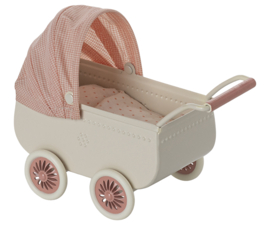 Maileg kinderwagen muis roze