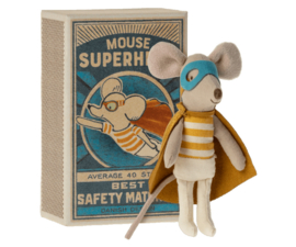 Maileg Super hero mouse, Little brother in matchbox