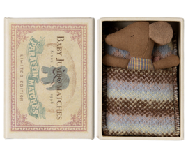 Maileg Sleepy wakey baby mouse in matchbox - Rose