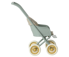 Maileg babymuis kinderwagen micro mint
