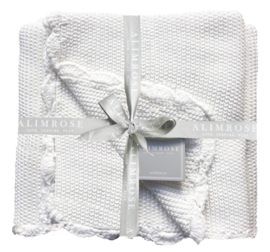 Alimrose KNIT MINI MOSS STITCH BLANKET 100% COTTON - IVORY 100CM X 100CM