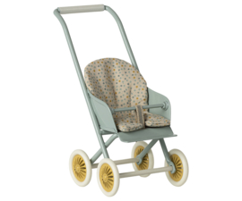 Maileg babymuis kinderwagen micro mint
