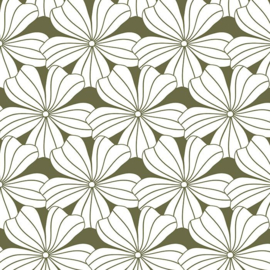 Swedish Linens FLOWERS Olive green 70x160 fitted sheet