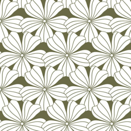 Swedish Linens FLOWERS Olive green 60x120 fitted sheet