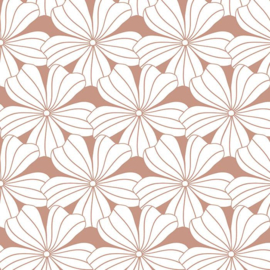 Swedish Linens FLOWERS Terracotta pink 180x200 fitted sheet