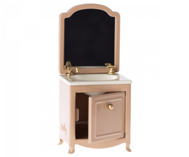 Maileg Sink dresser w. mirror, Mouse - Dark powder