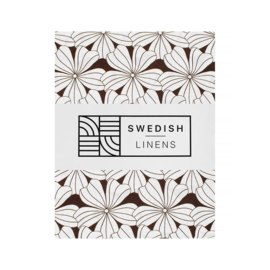 Swedish Linens FLOWERS Dark Chocolate 70x160 fitted sheet