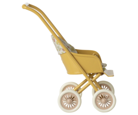 Maileg babymuis kinderwagen micro geel