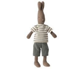 Maileg Rabbit size 2, Brown - Striped blouse and pants