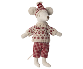 Maileg  Winter mouse with ski set, Mum - Red Pre-order