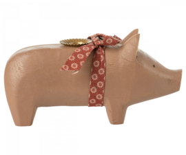 Maileg Pig candle holder, Medium - Old rose