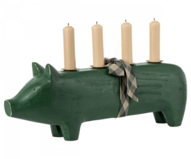 Maileg Pig candle holder, Large - Dark green