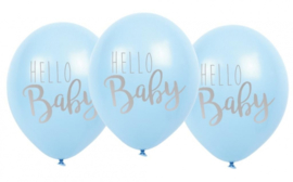 Jabadabado Balonnen Hello Baby 6 st blauw
