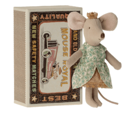 Maileg Princess mouse, Little sister in matchbox