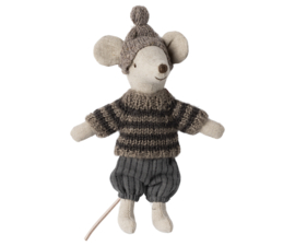 Maileg Winter mouse with ski set, Big brother - Grey Pre-order