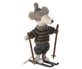 Maileg Winter mouse with ski set, Big brother - Grey Pre-order