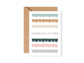 Leonie van der Laan dubbele kaart enveloppe Congratulations (golfjes)