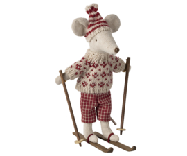 Maileg  Winter mouse with ski set, Mum - Red Pre-order