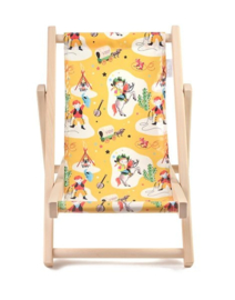 Minikane lounge strandstoel voor pop mosterd