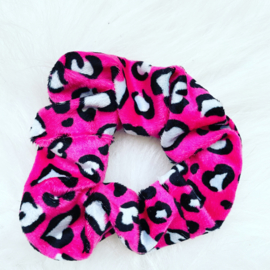 Scrunchie Leopard print knal roze