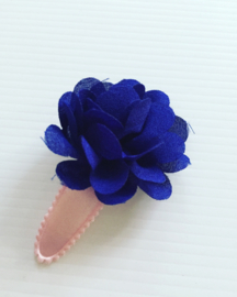 Haarknipje met bloem(pastel rose/Royal blue)