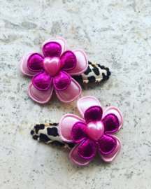Haarspeldjes rose/fuchsia/panterprint