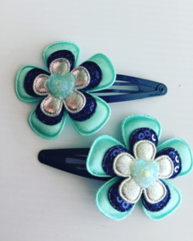 Haarspeldjes:mint/navy/zilver