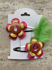 Haarspeldjes sint en piet (fuchsia/geel)