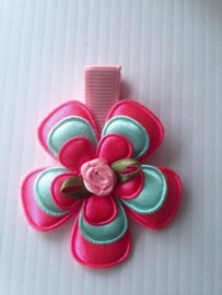 Haarlokspeldje:Neon rose/mint