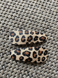 Haarspeldjes met leer (Leopard print )