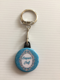 Sleutelhanger super juf (Glitter Blauw)