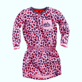 Haarstrik Leopard roze/rood