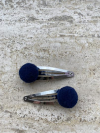 Haarspeldjes met pom pom navy