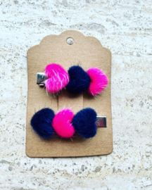 Alligator clips met fluffy hartjes