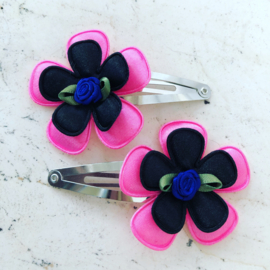 Haarspeldjes Roze/zwart/koningsblauw