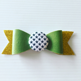 Haarstrik legergroen/goud/sterrenprint