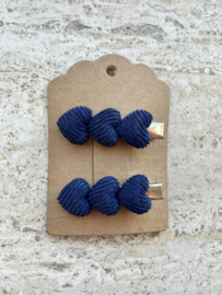 Alligator clips met blauwe hartjes