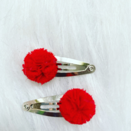 Haarspeldjes met pom pom (Rood)