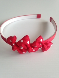 Diadeem met 3 strikjes (Rood)