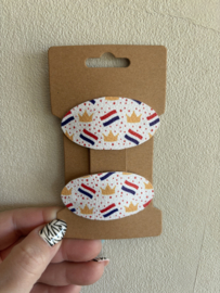Ovale Haarspeldjes met vlag en kroon