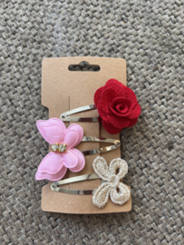 Haarspeldjes set roze/rood