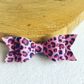 Haarstrik Leopard roze/rood