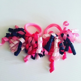 krullie met elastiekje..(Navy/Rose)