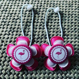 Haarelastiekjes Flamingo (fuchsia/wit)