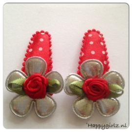 Haarspeldjes:rood/zilver..