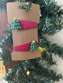Haarspeldjes met kerstbomen.