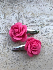 Haarspeldjes vilten roos framboos roze