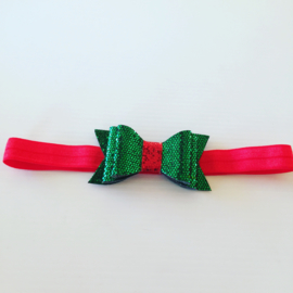 Haarbandje met strik (Rood/groen
